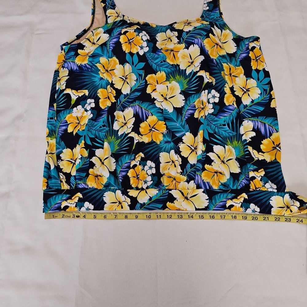 Swimsuit For All Women's Floral Side Tie Blouson Tankini And Shorts Plus Size 26 - Picture 11 of 16